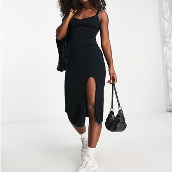 Abercrombie & Fitch Corset Midi Sweater Dress Size Small Black - Picture 1 of 11